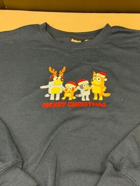 Bluey Navy plus size Holiday Character Graphic Sweatshirt with Red Lettering XL